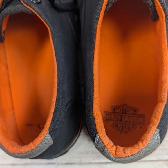 Harley Davidson Canvas Black Orange Sneakers Tennis Shoes Men's Size 10 H-D - Picture 13 of 14